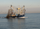 Boomkorvissers varen op de Noordzee